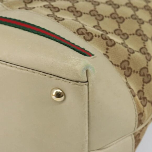 GUCCI GG Canvas Web Sherry Line Pretty Bag Beige Gold - Picture 7 of 15